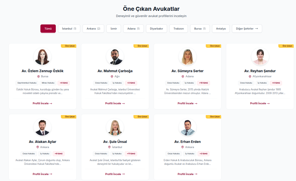 Öne Çıkan Avukat Kartları